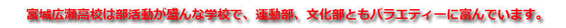 宮城広瀬高校は部活動が盛んな学校で、運動部、文化部ともバラエティーに富んでいます。